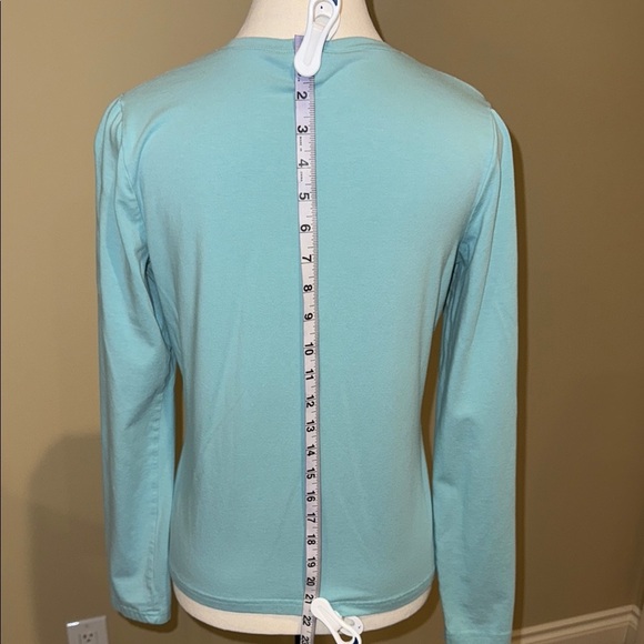 Source Unknown Sweater Cotton Blend V Neck Green Long Sleeve Tee Women’s Sz M - Picture 3 of 7